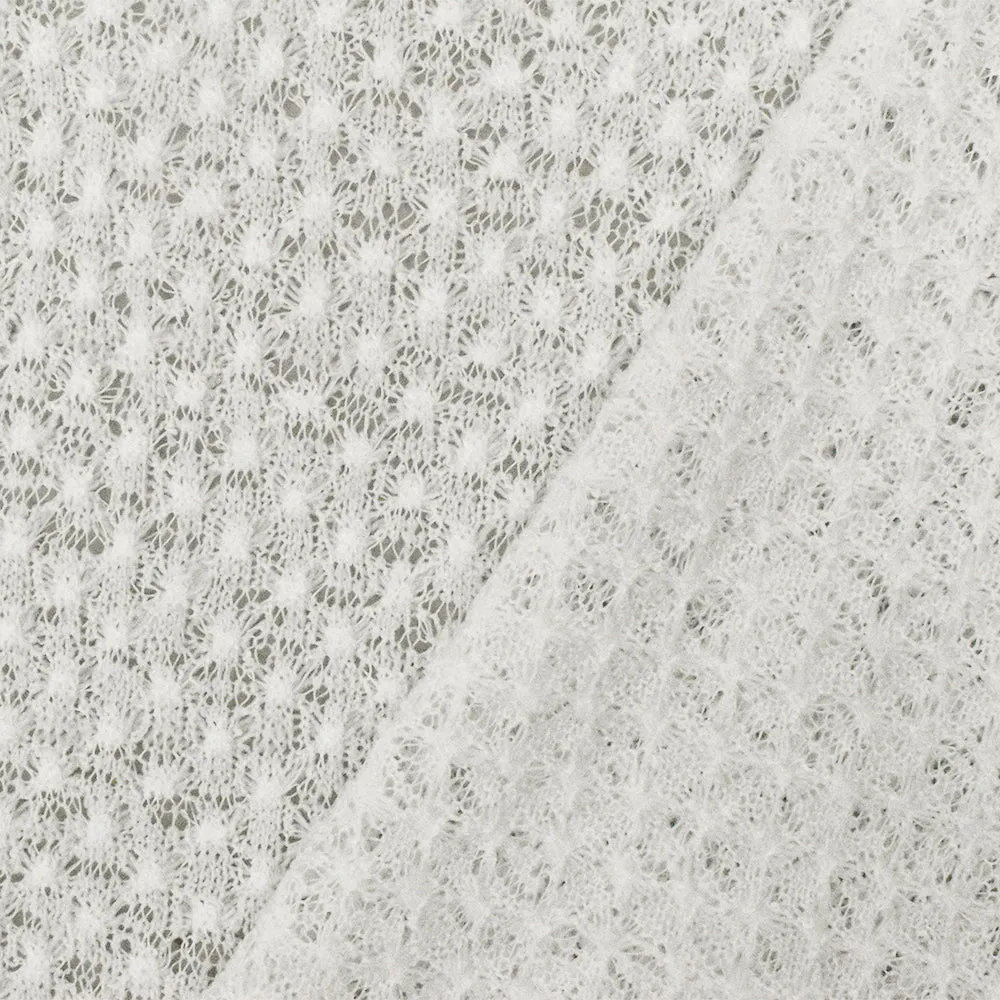 1 5/8 YD PC-Super White Textured Stretch Poly Sweater Knit Fabric