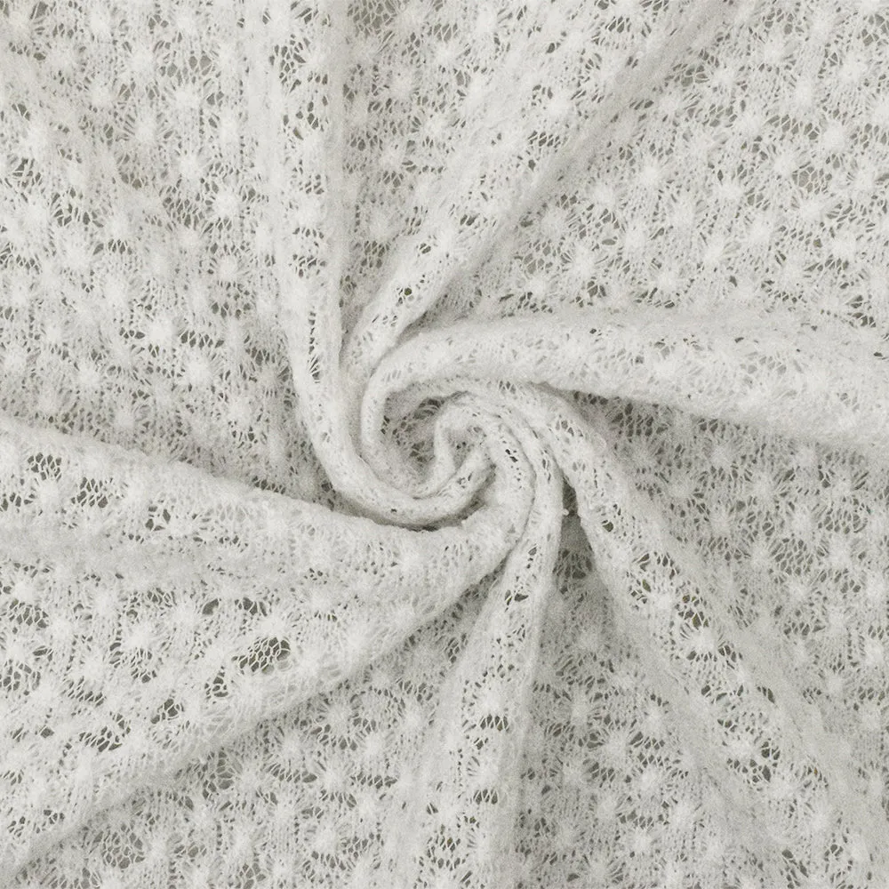 1 5/8 YD PC-Super White Textured Stretch Poly Sweater Knit Fabric