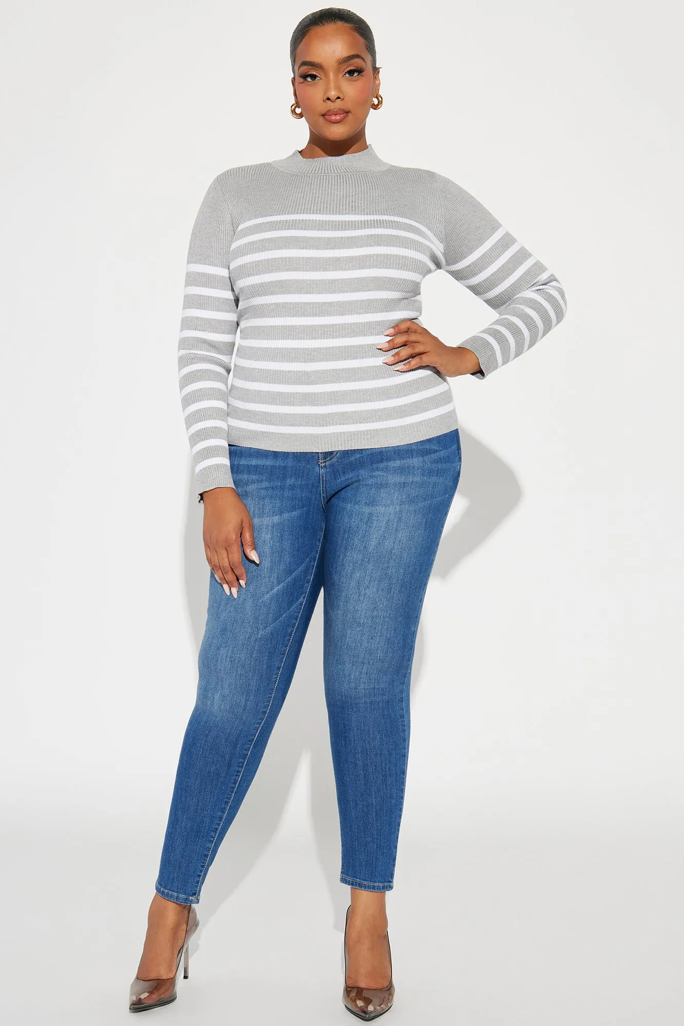 Aletha Striped Sweater - Grey/combo