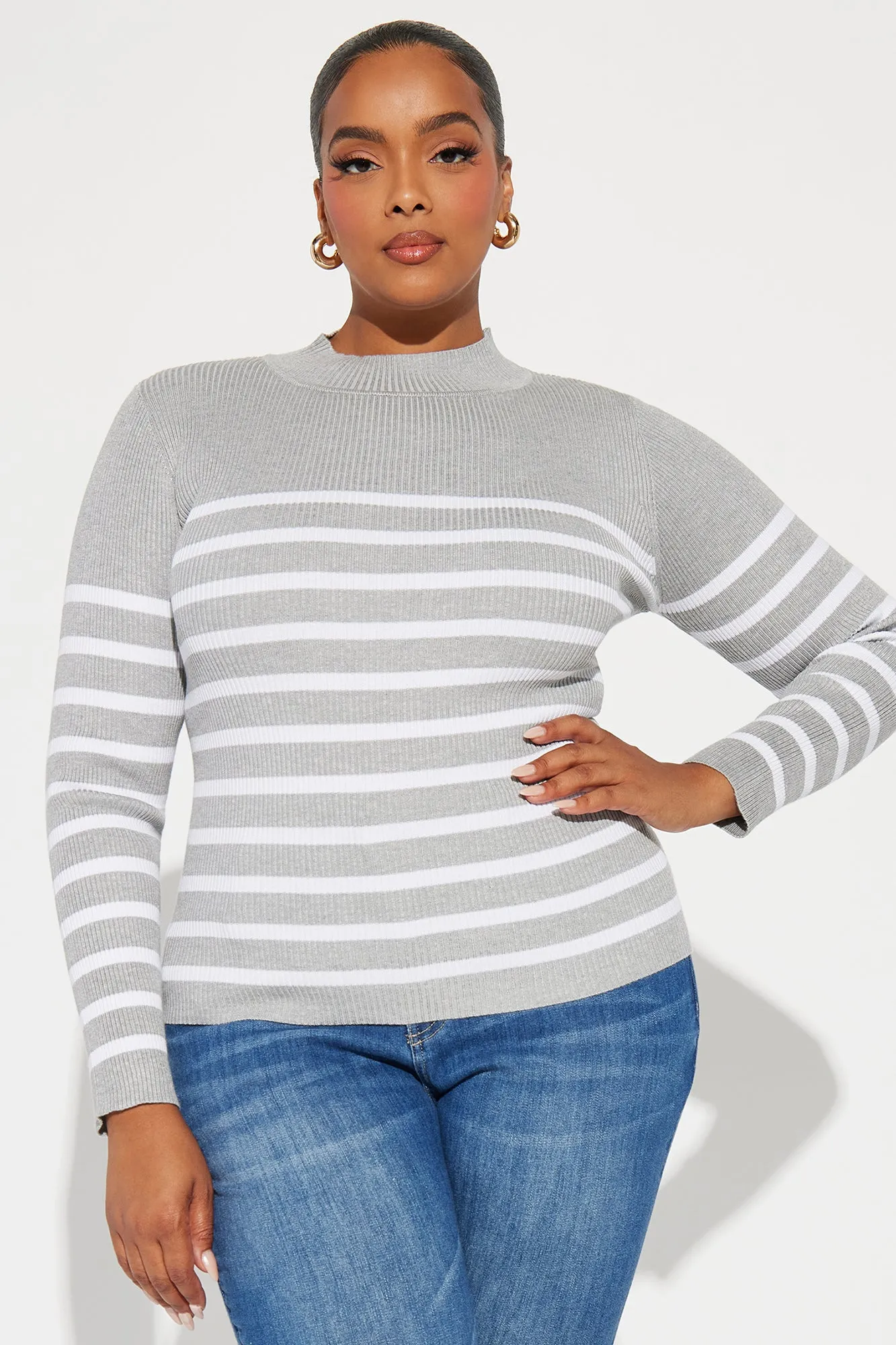 Aletha Striped Sweater - Grey/combo