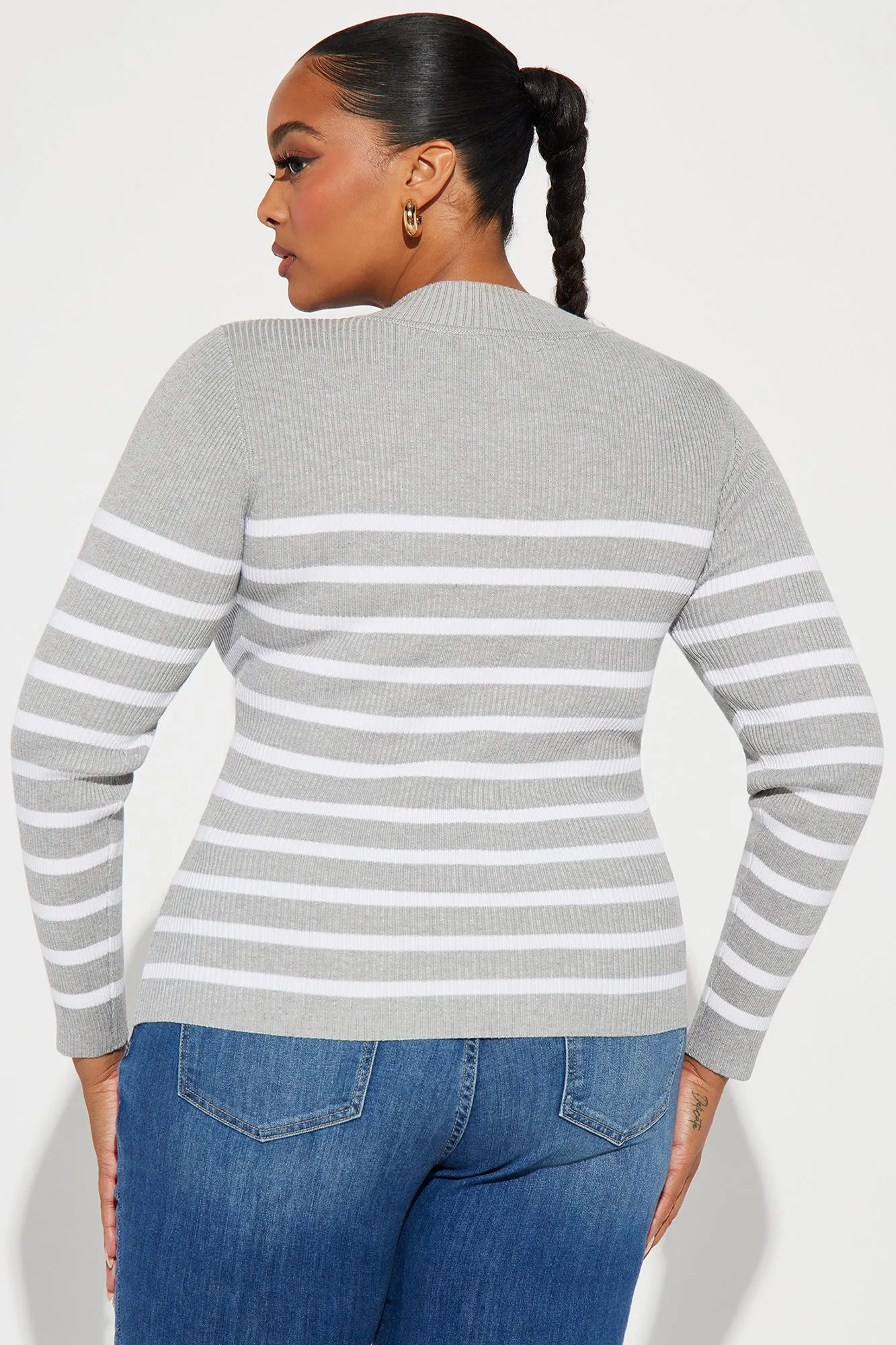 Aletha Striped Sweater - Grey/combo