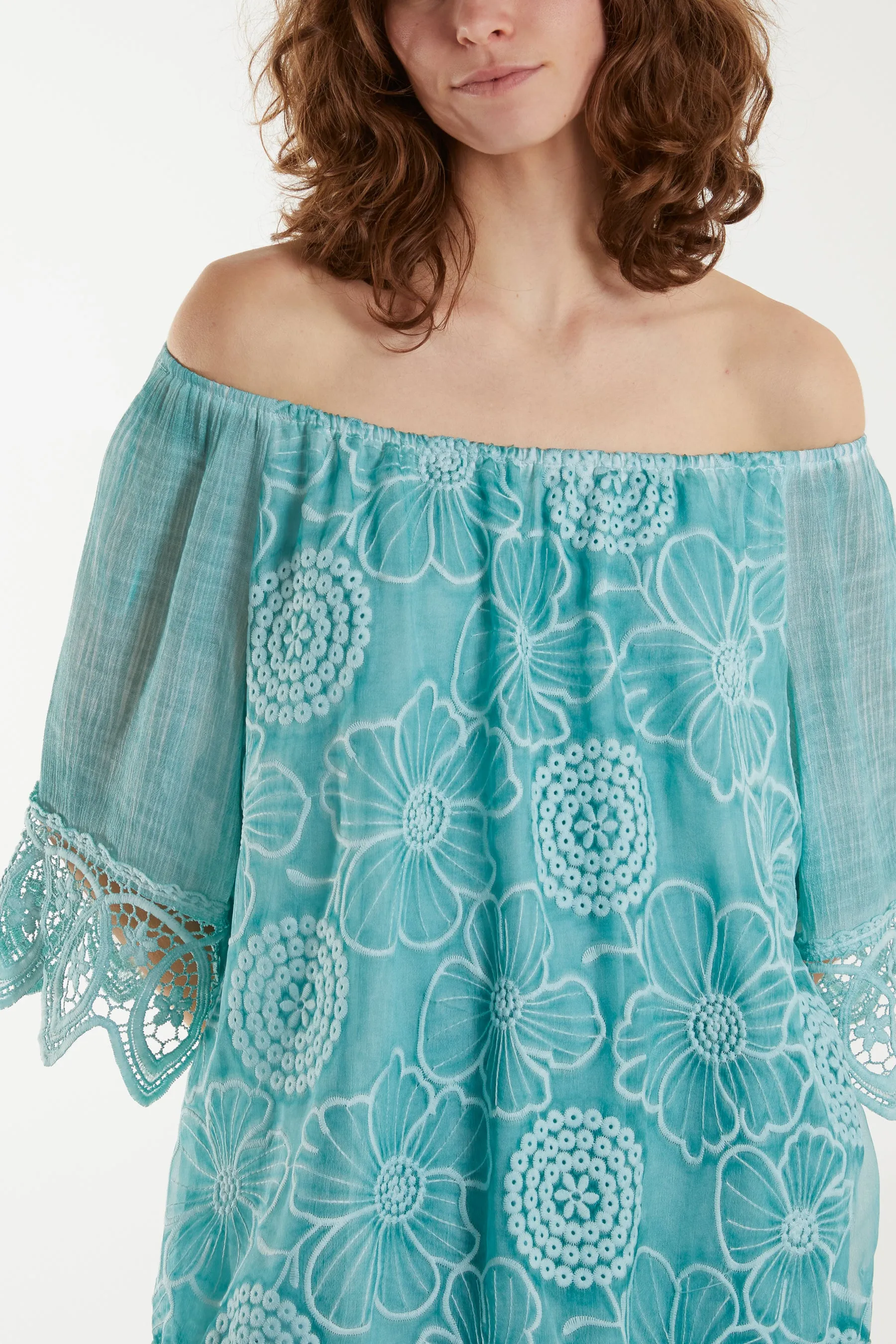 Bardot Cold Wash Floral Lace Blouse