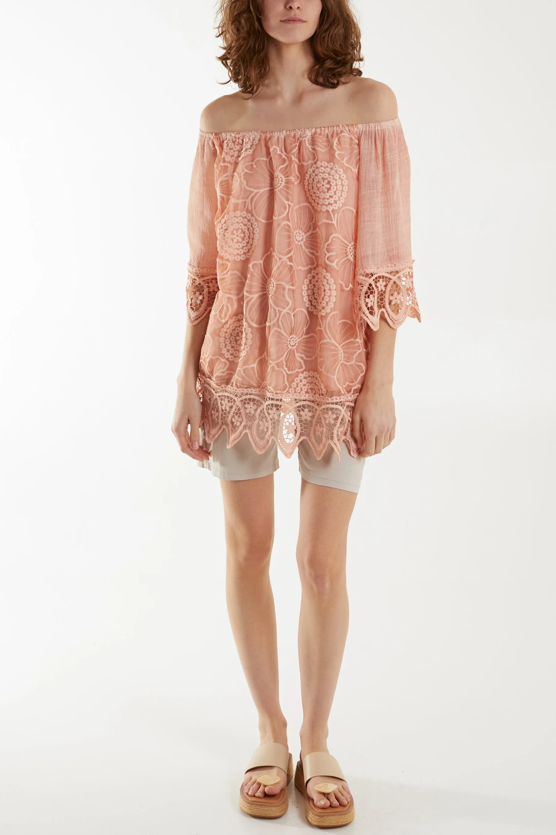 Bardot Cold Wash Floral Lace Blouse