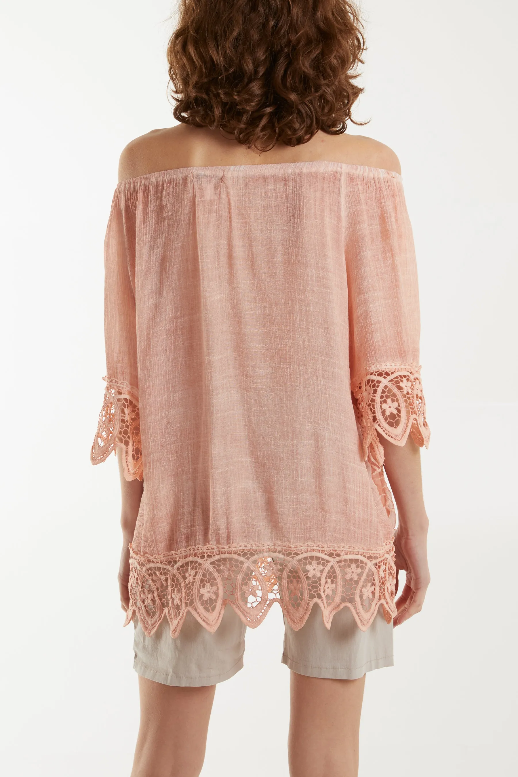 Bardot Cold Wash Floral Lace Blouse