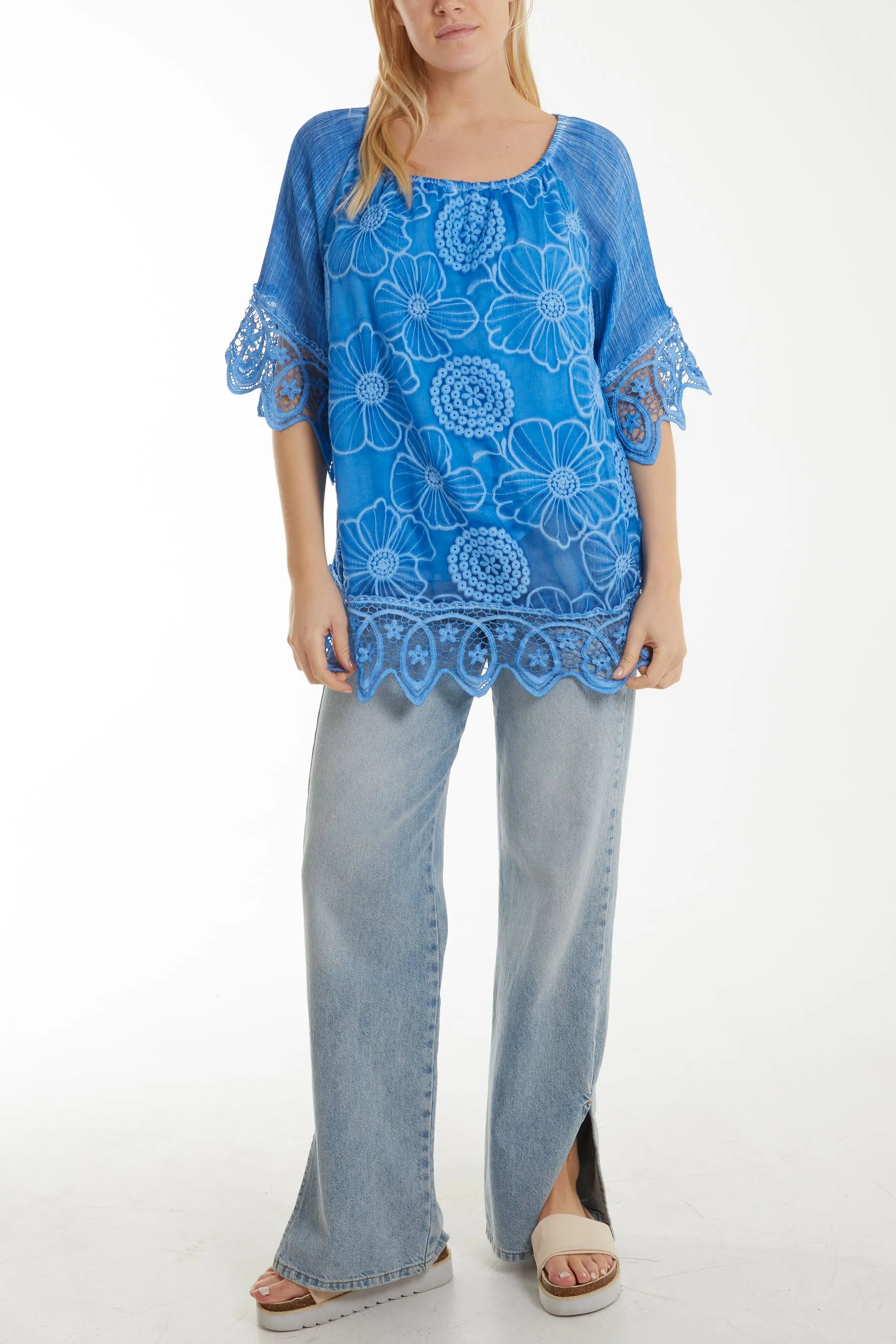 Bardot Cold Wash Floral Lace Blouse