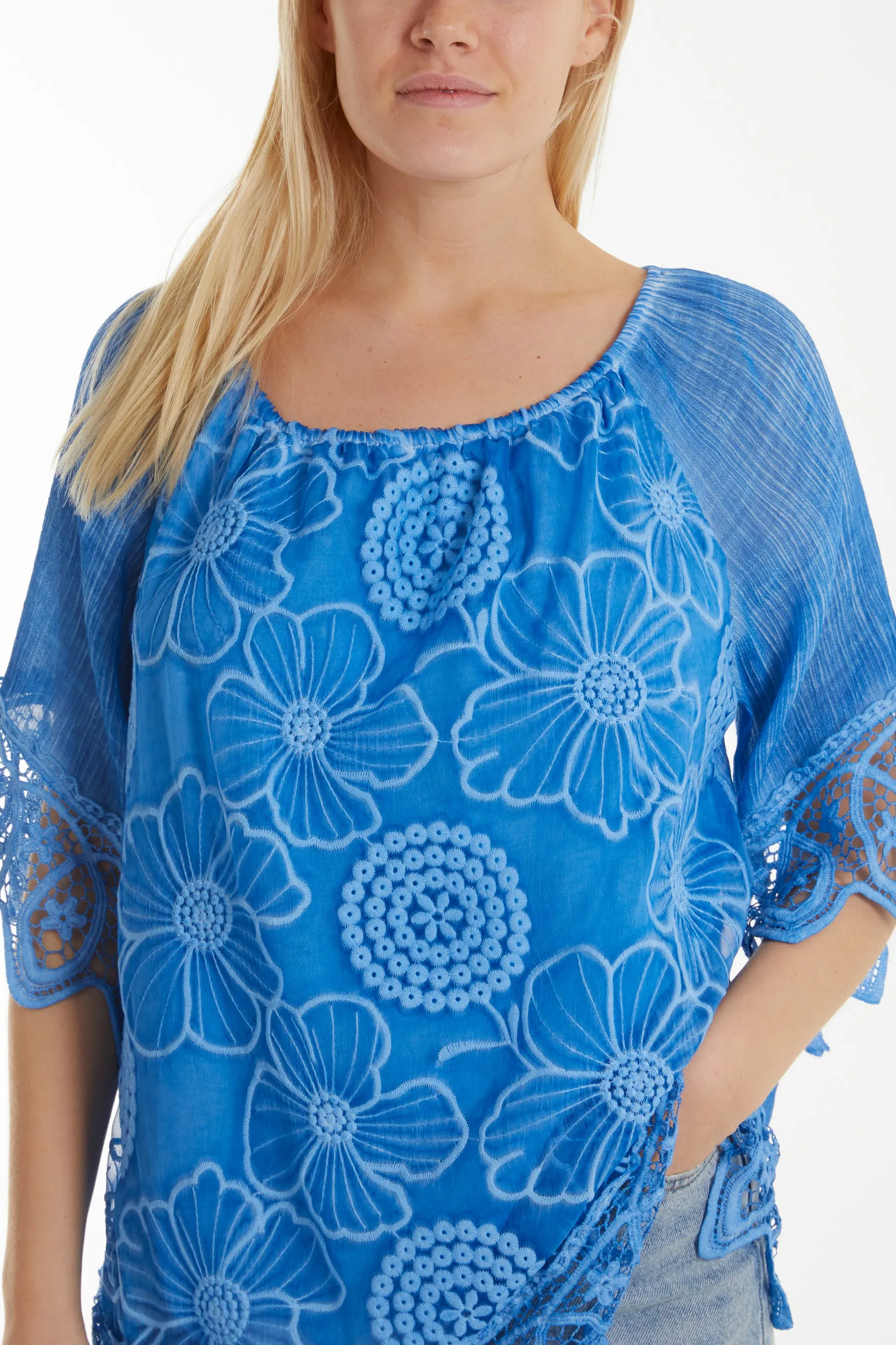 Bardot Cold Wash Floral Lace Blouse