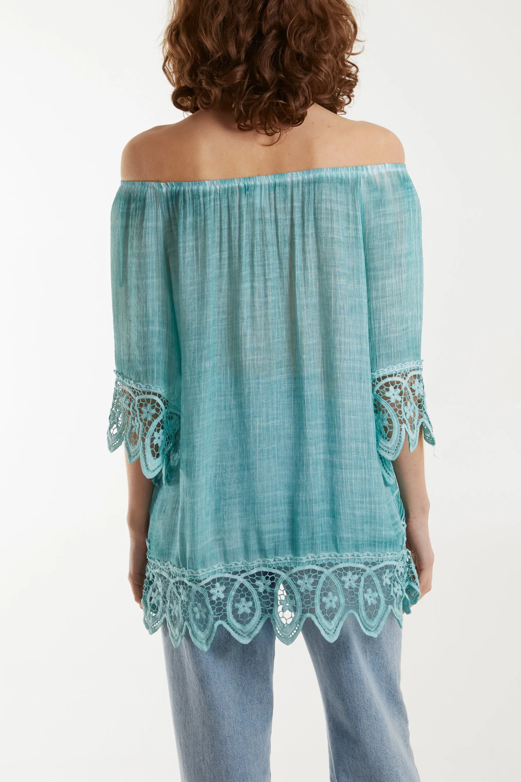 Bardot Cold Wash Floral Lace Blouse