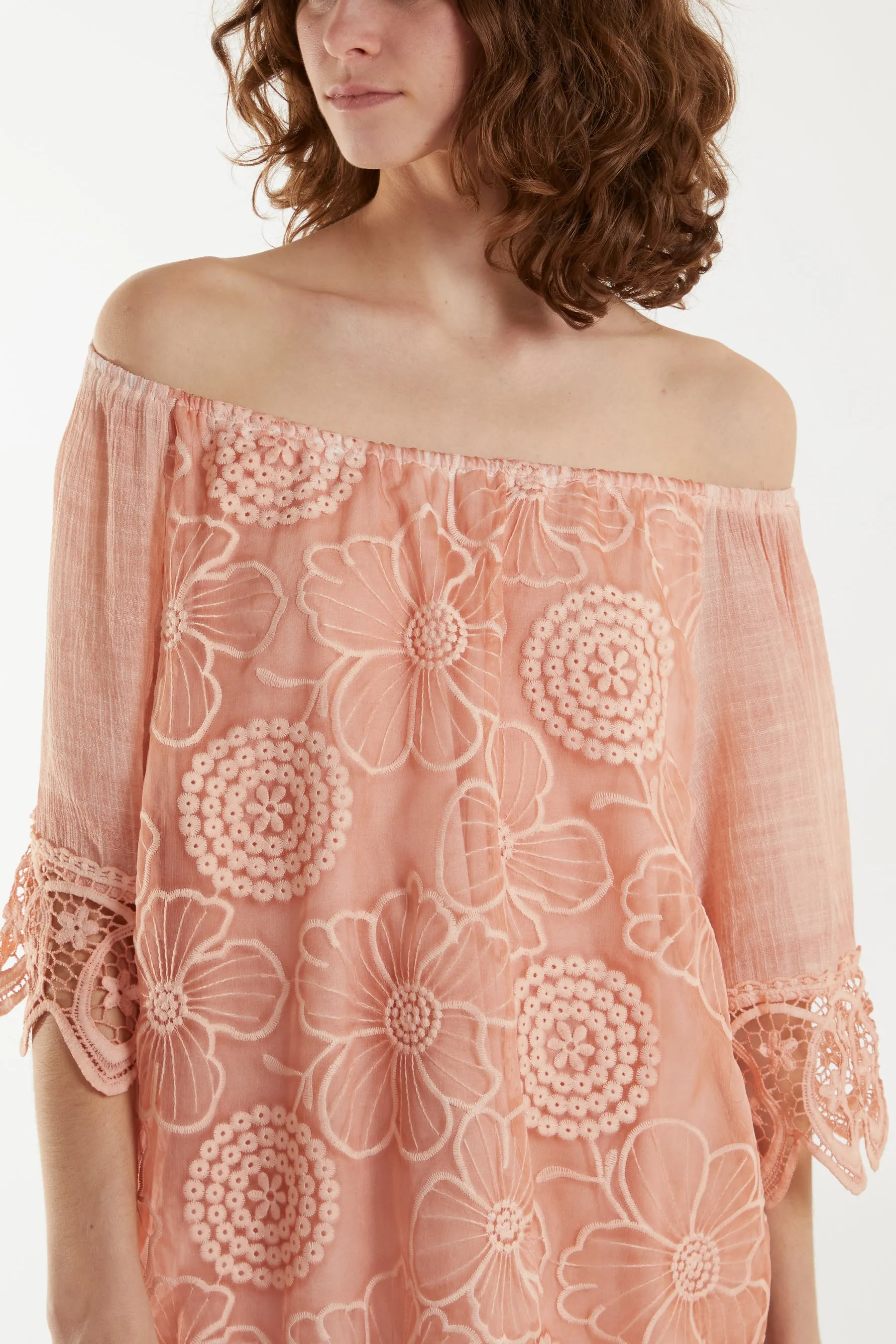Bardot Cold Wash Floral Lace Blouse