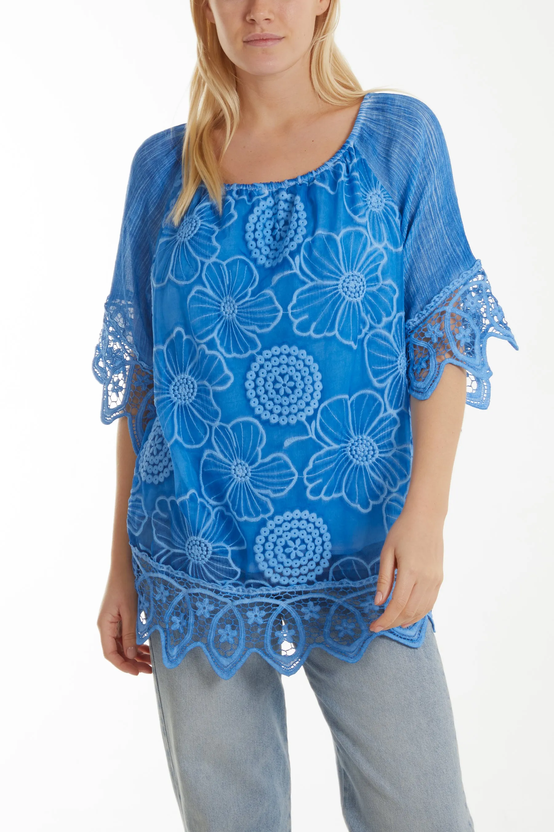 Bardot Cold Wash Floral Lace Blouse