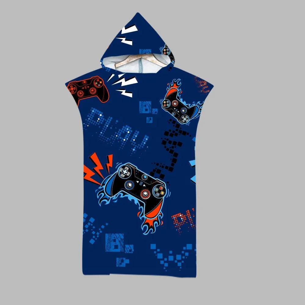 Beach Swim Print Hooded Towel