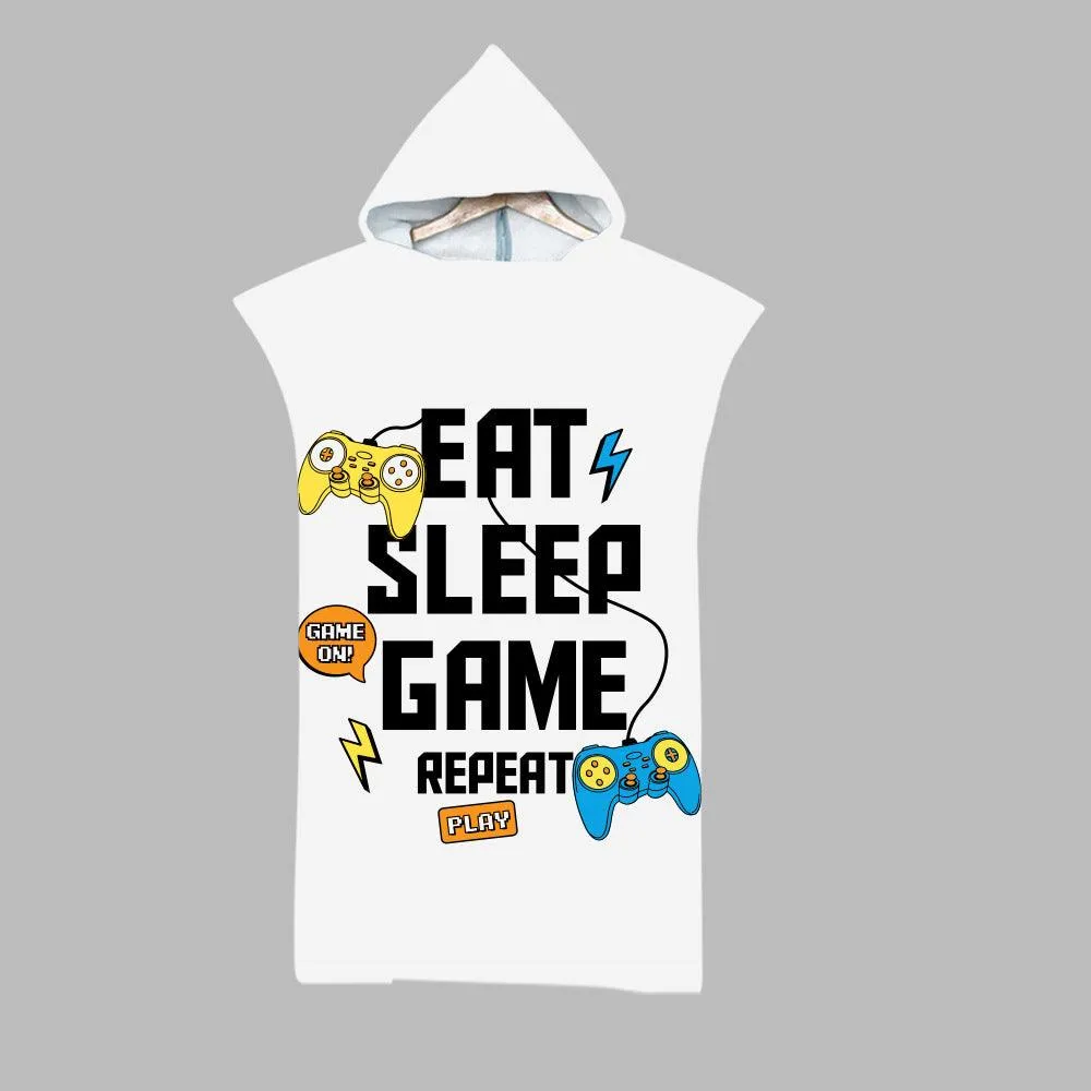 Beach Swim Print Hooded Towel