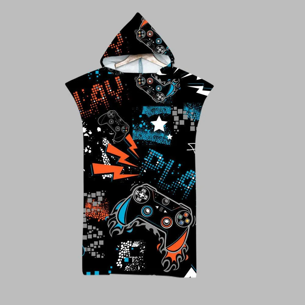 Beach Swim Print Hooded Towel