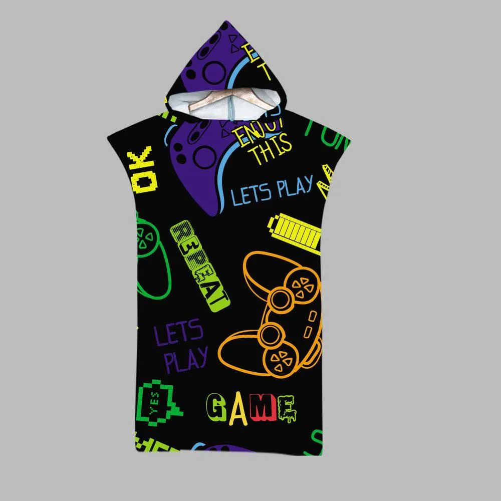 Beach Swim Print Hooded Towel