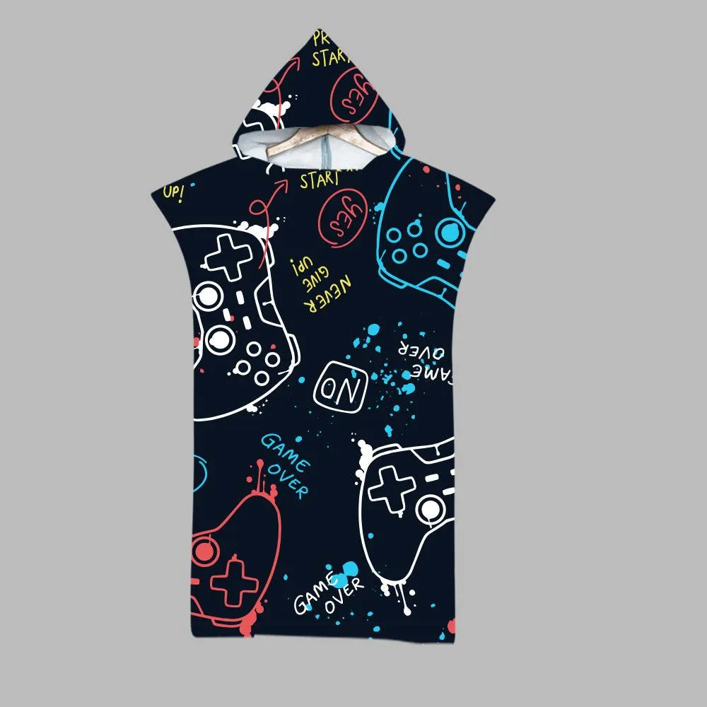 Beach Swim Print Hooded Towel