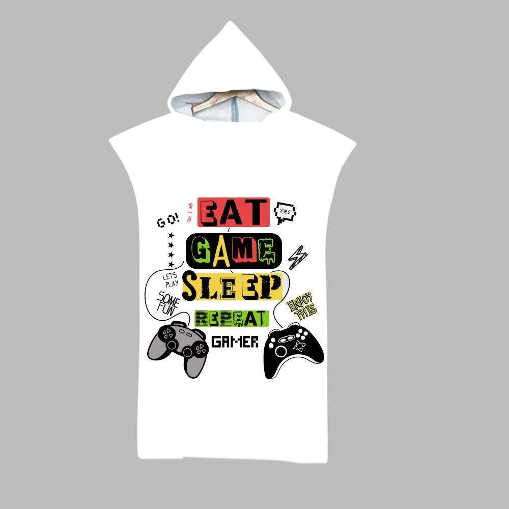 Beach Swim Print Hooded Towel