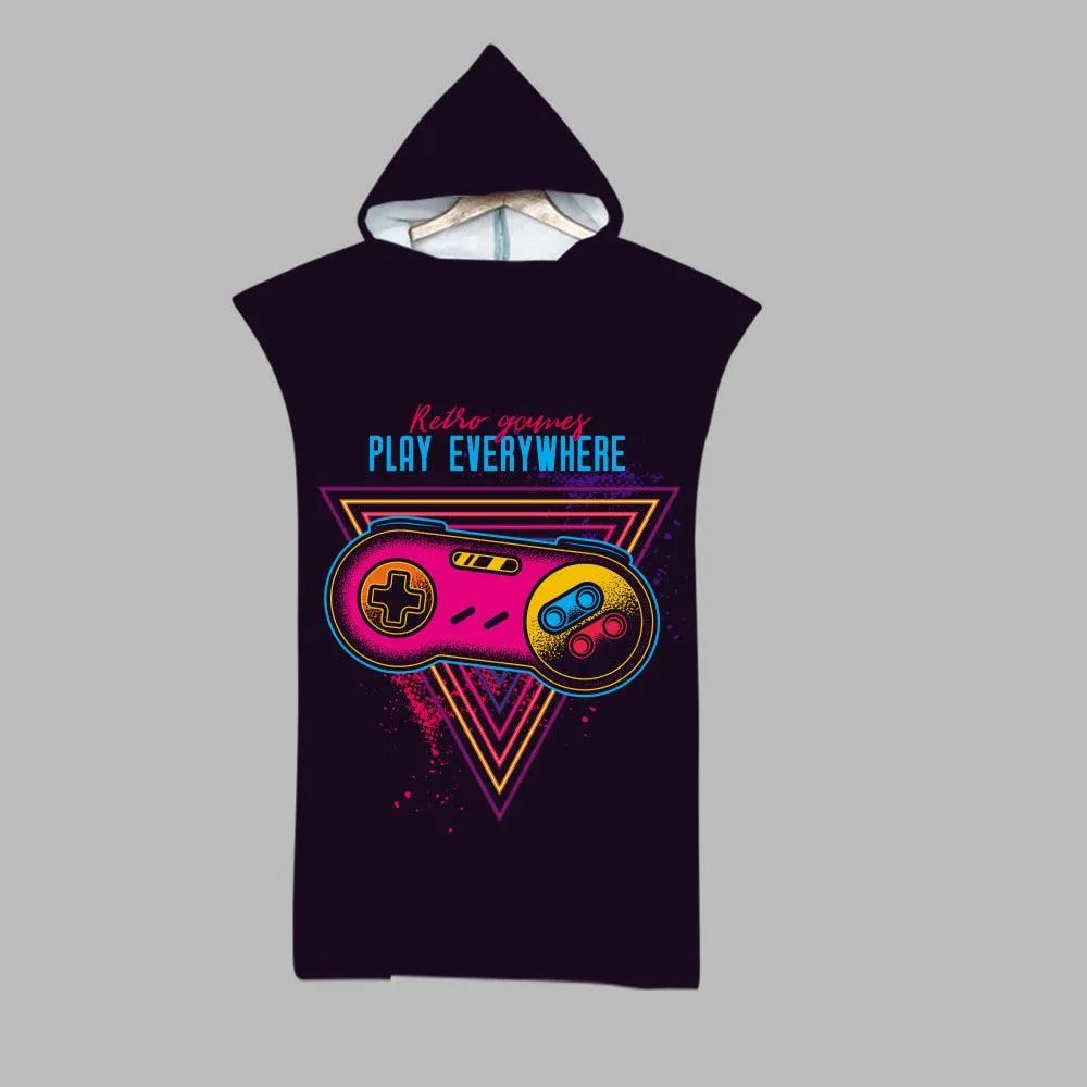 Beach Swim Print Hooded Towel