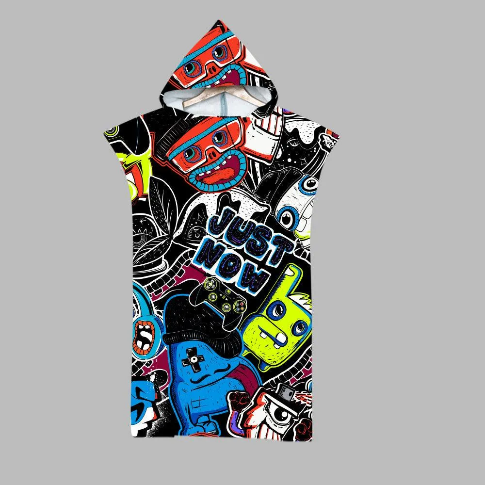 Beach Swim Print Hooded Towel