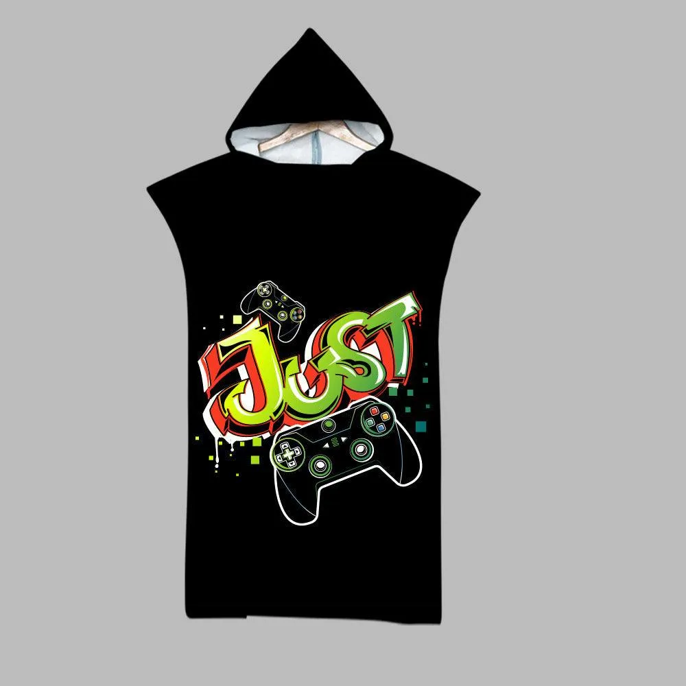 Beach Swim Print Hooded Towel