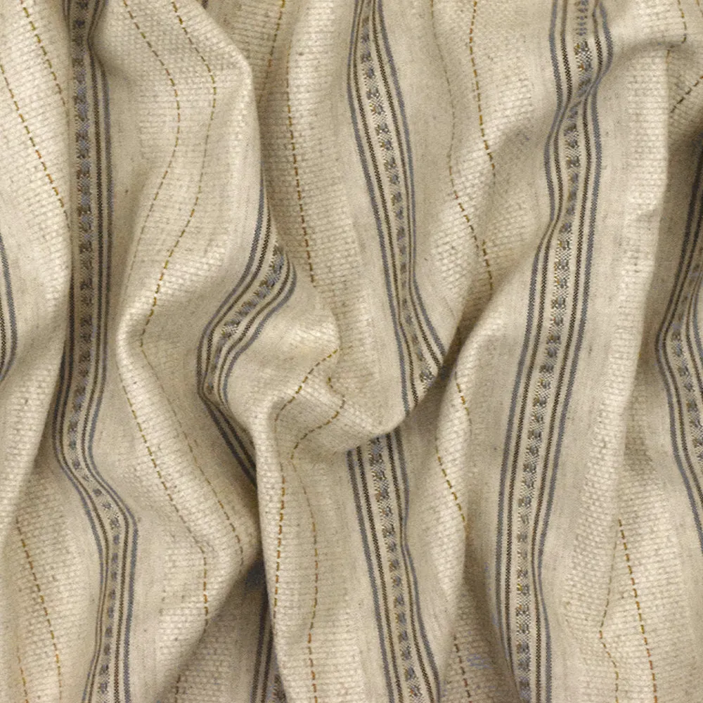 Beige-Brown-Multi Famous Designer Stripe Dobby Weave Woven Suiting Fabric