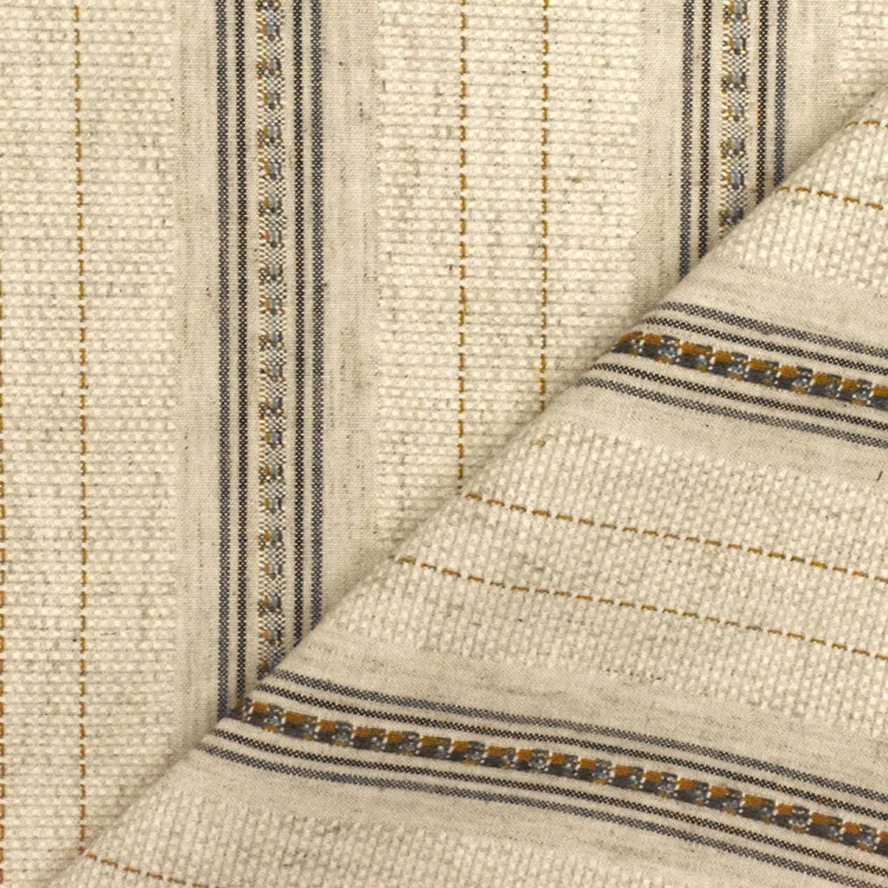 Beige-Brown-Multi Famous Designer Stripe Dobby Weave Woven Suiting Fabric