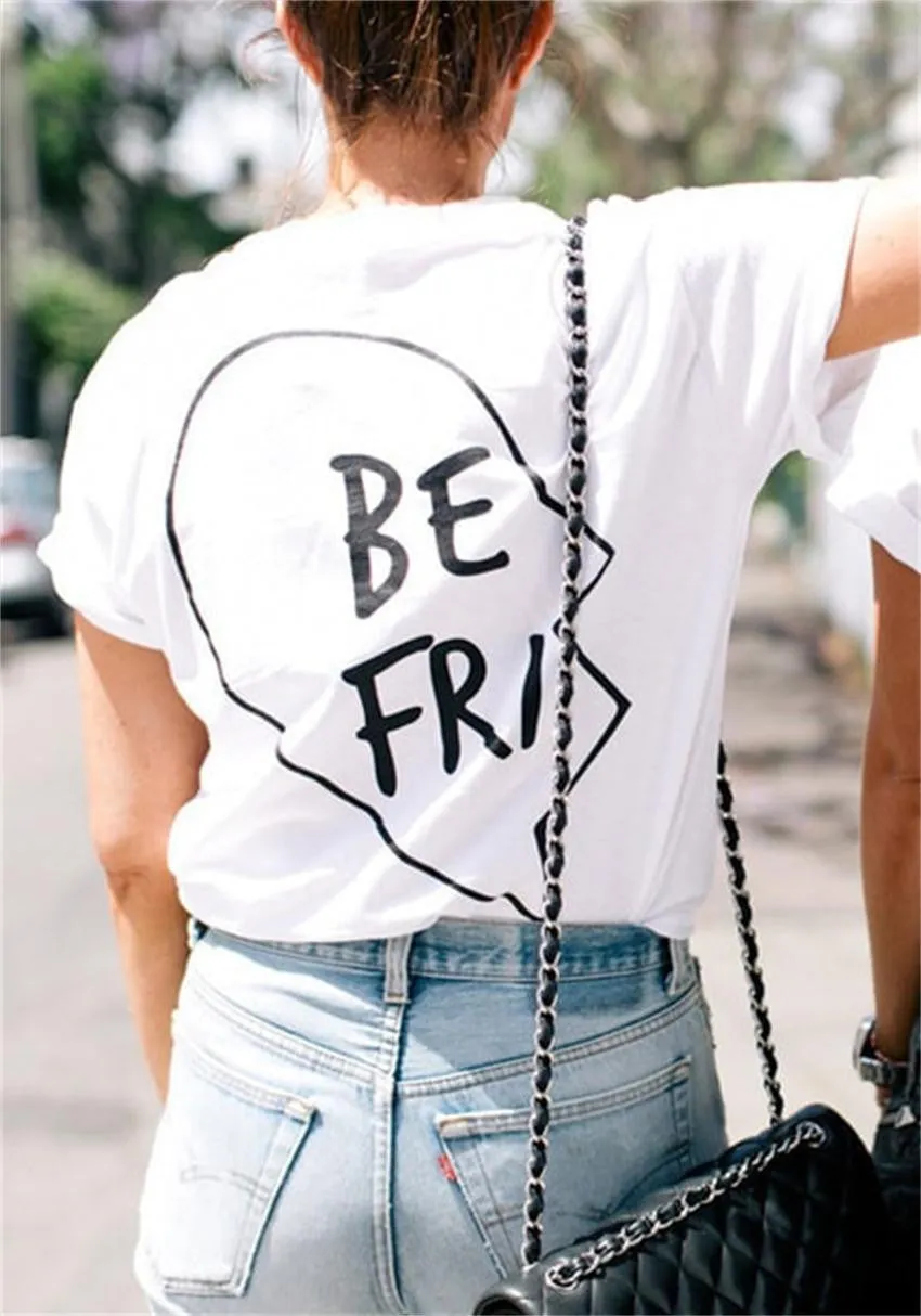 Best Friend Big Letter Print Scoop Top Tee