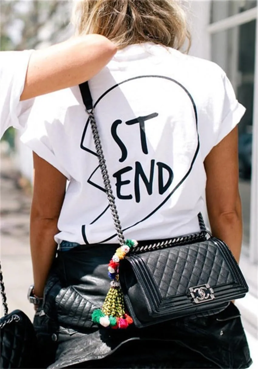 Best Friend Big Letter Print Scoop Top Tee