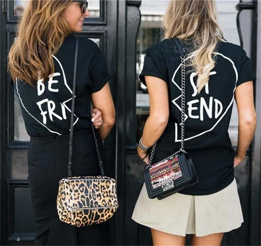 Best Friend Big Letter Print Scoop Top Tee