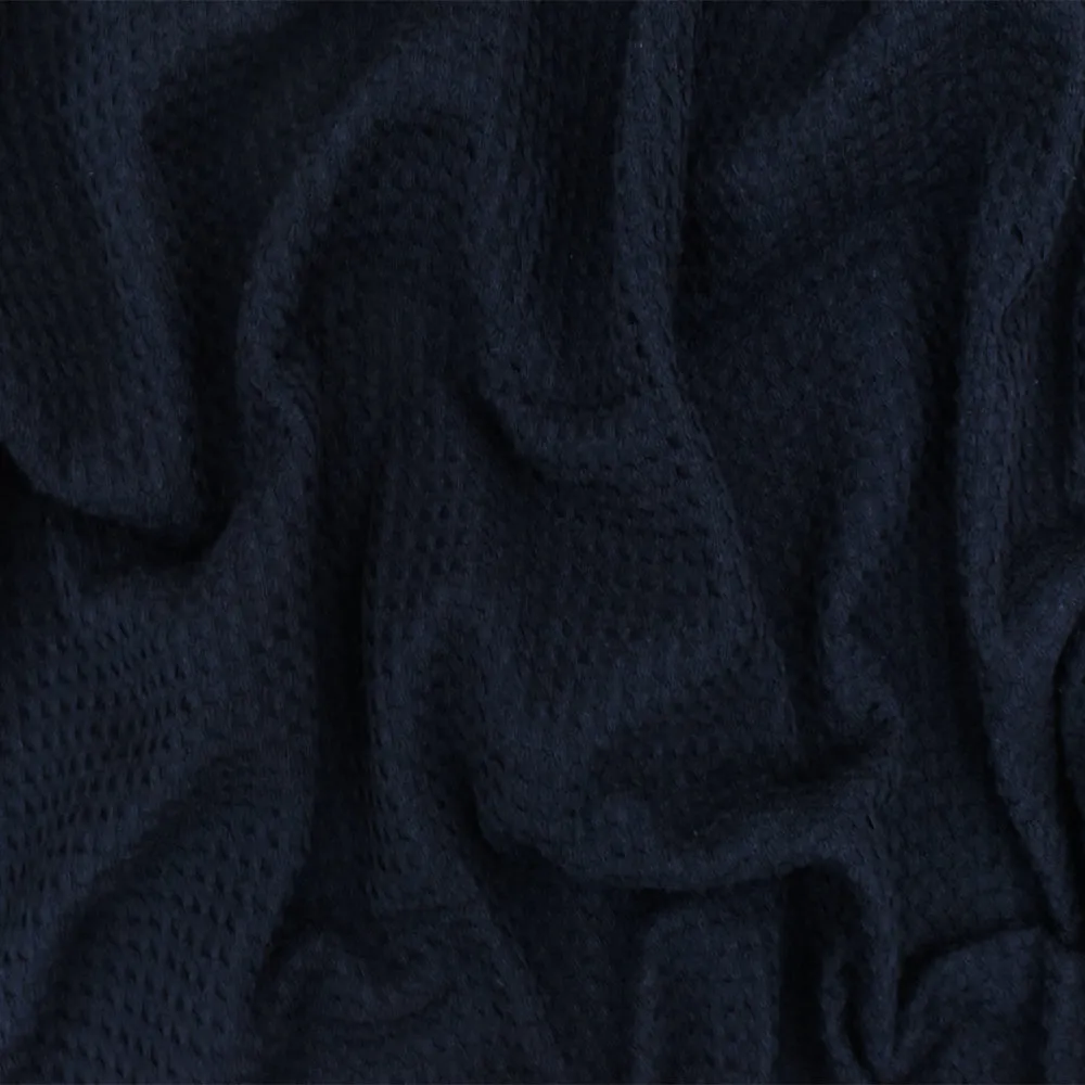 Black-Blue 3D Check Stretch Cotton Double Knit Fabric