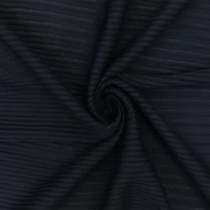 Black Blue 3D Stripe Stretch Semi-Sheer Knit Fabric