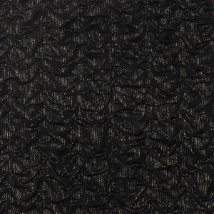 Black-Gold Texture Crinkle Metallic Print Stretch Double Knit Fabric