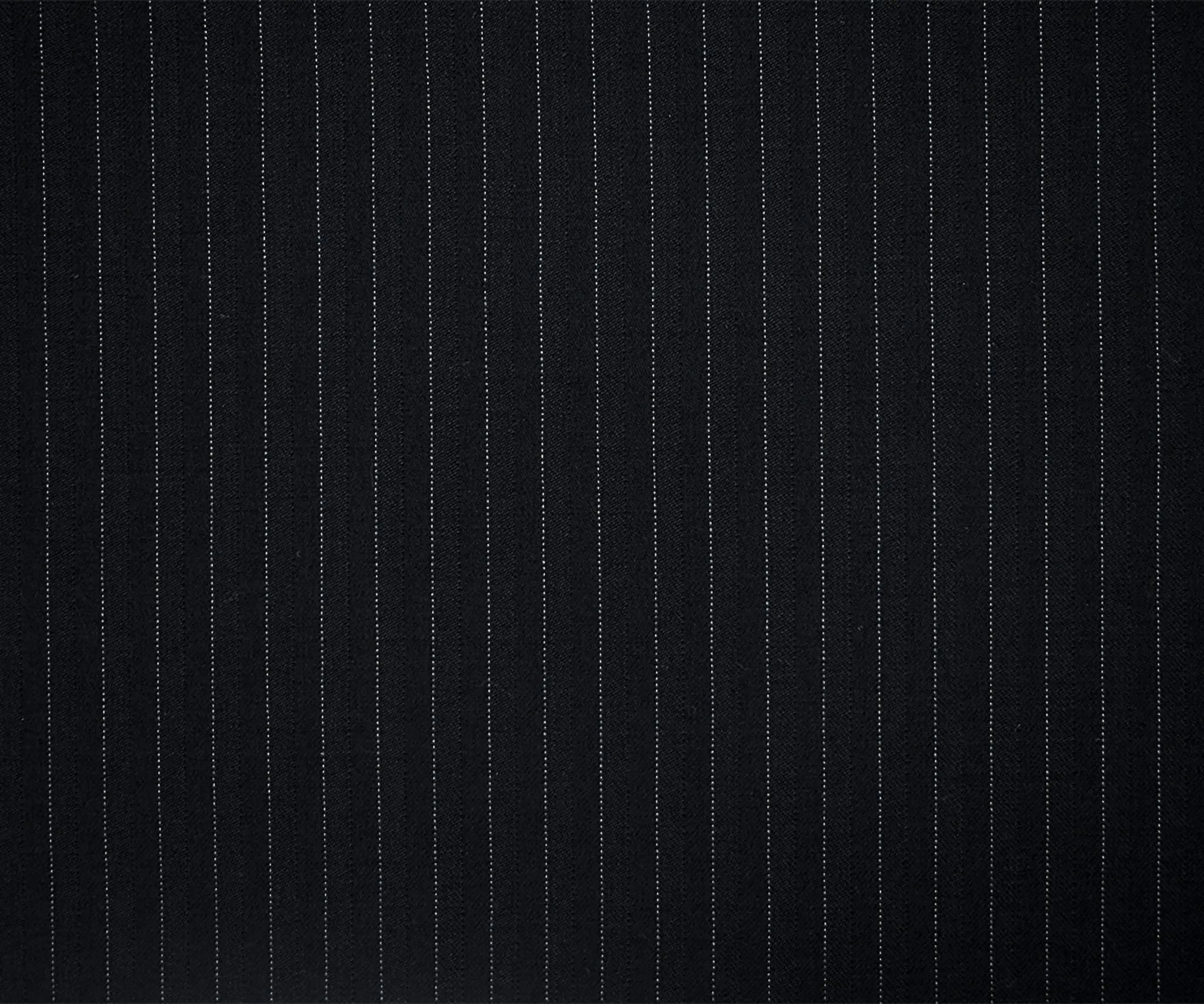 Black-Gray Wool-Polyester Pinstripe Herringbone Woven Shirting Fabric