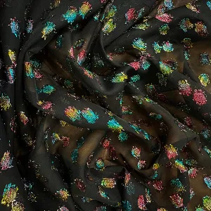 Black Metallic Clip Poly Chiffon Fabric