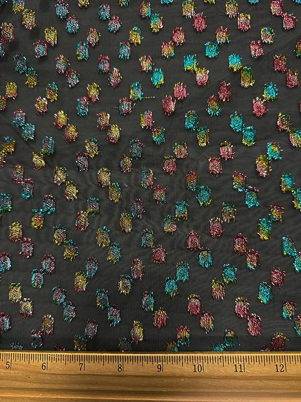 Black Metallic Clip Poly Chiffon Fabric