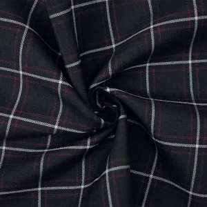 Black-Red-Gray Polyester Wool Check Plaid Shirting Woven Fabric