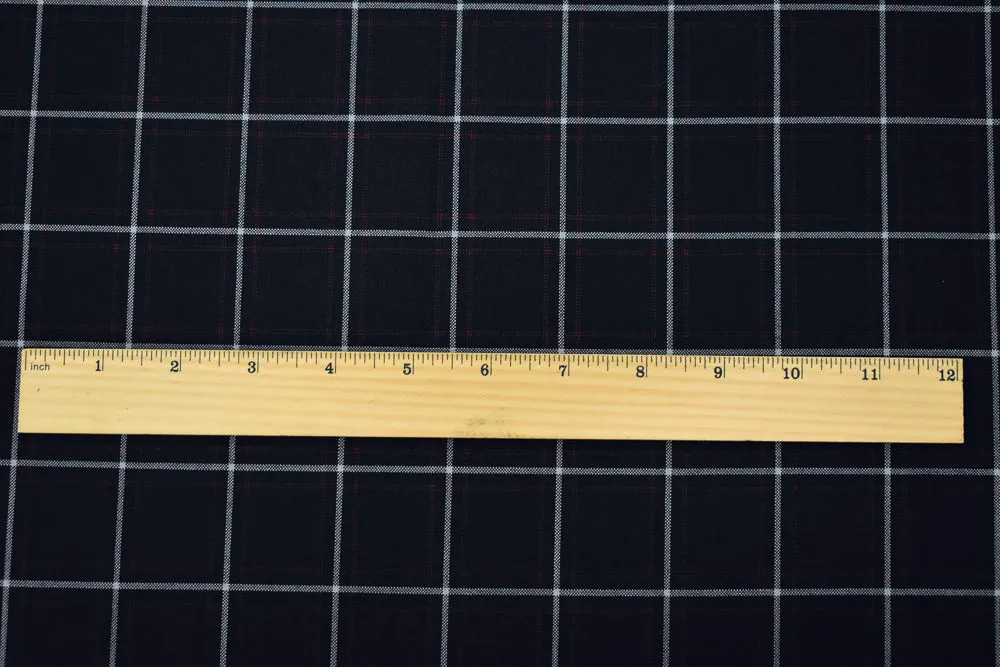 Black-Red-Gray Polyester Wool Check Plaid Shirting Woven Fabric
