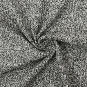 Black-White Texture Stretch Poly Blend Brushed Back 2X2 Rib Knit Fabric