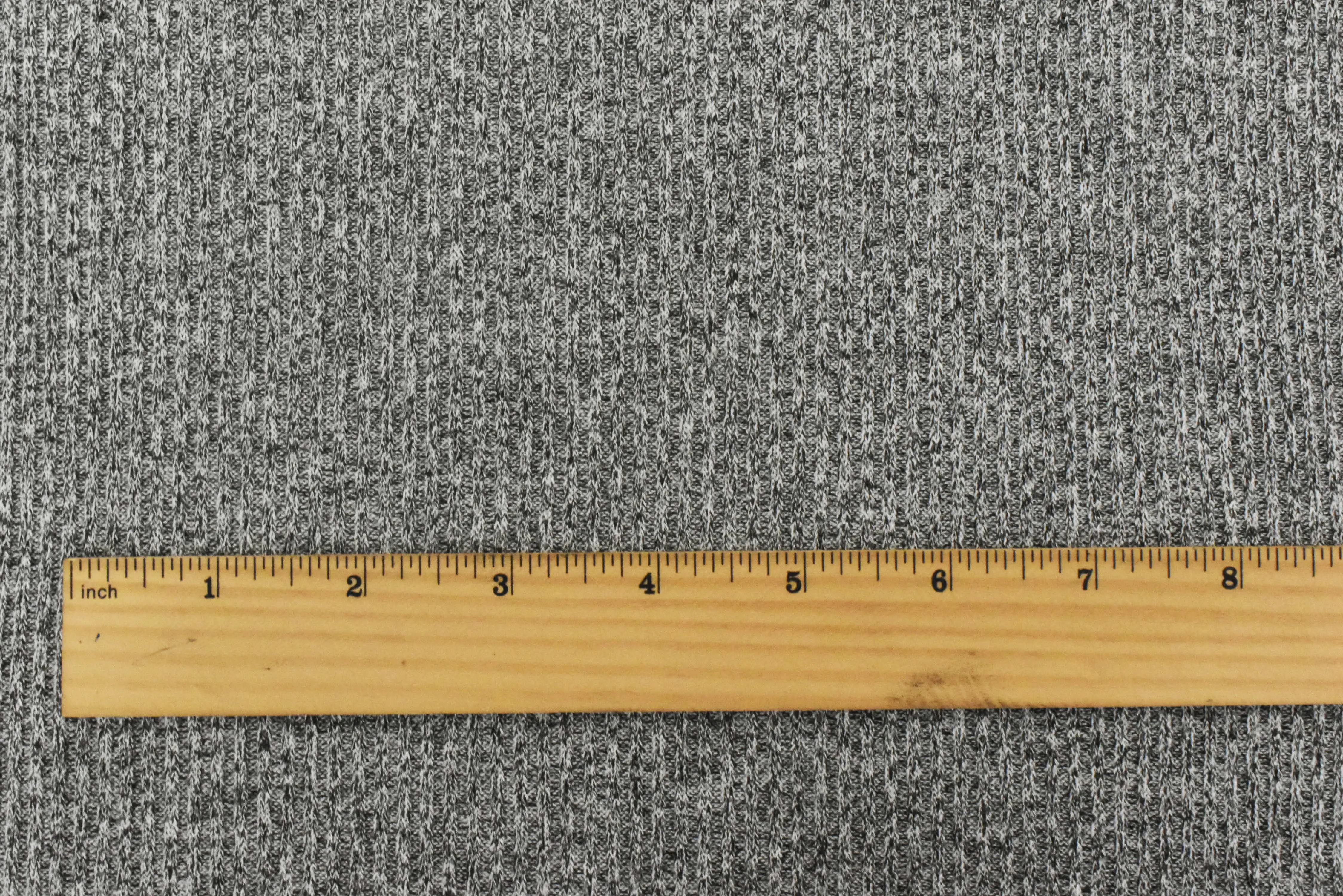 Black-White Texture Stretch Poly Blend Brushed Back 2X2 Rib Knit Fabric