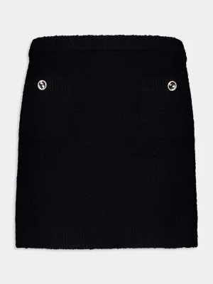 Black Wool Bouclé Mini Skirt