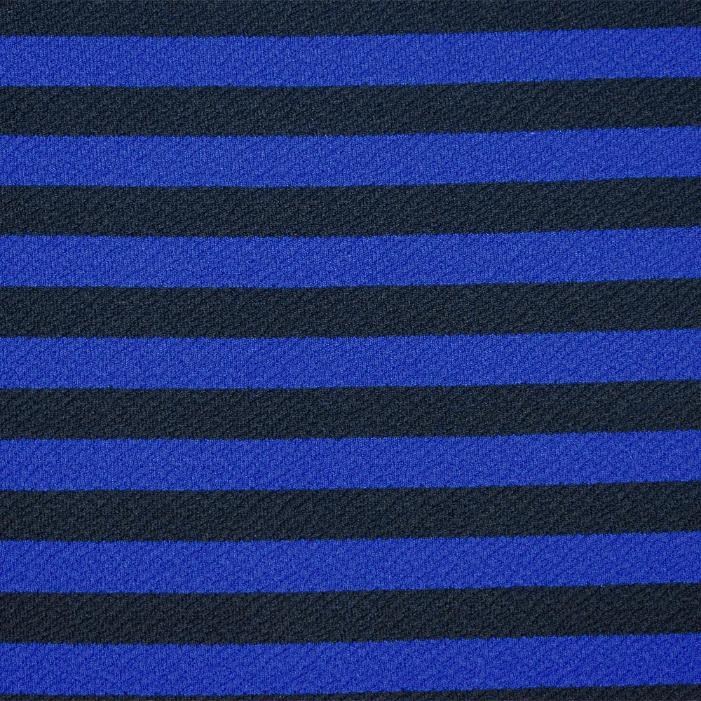 Blue-Black Poly Stretch Spandex Stripe Crepe Double Knit Fabric