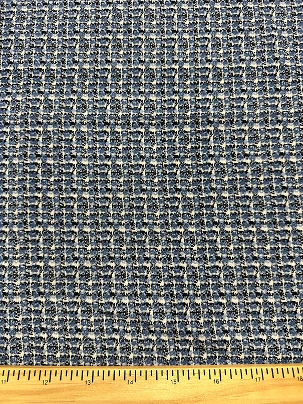 Blue Multi Print Poly Peachskin Fabric