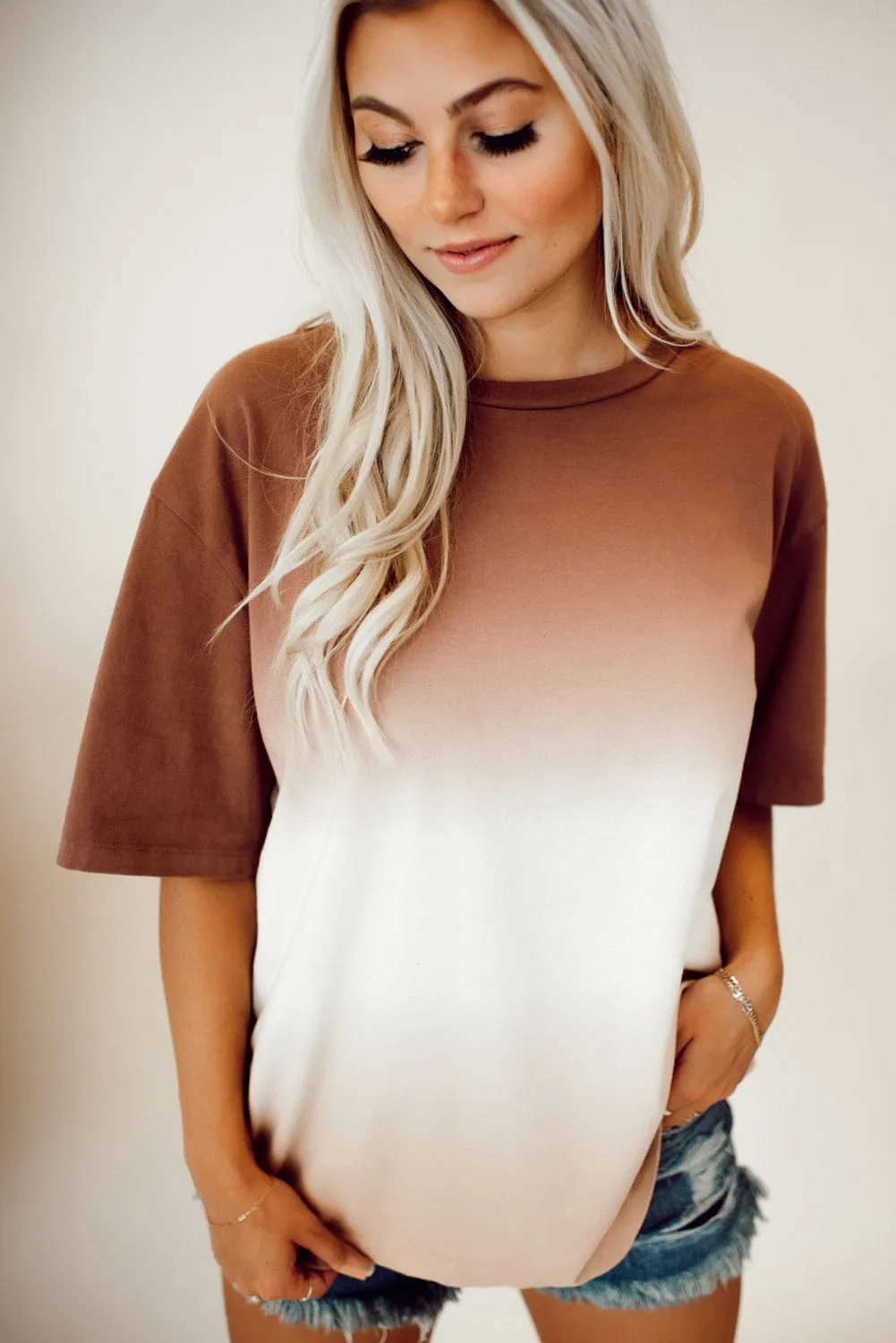 Brown Ombre Crew Neck Tee