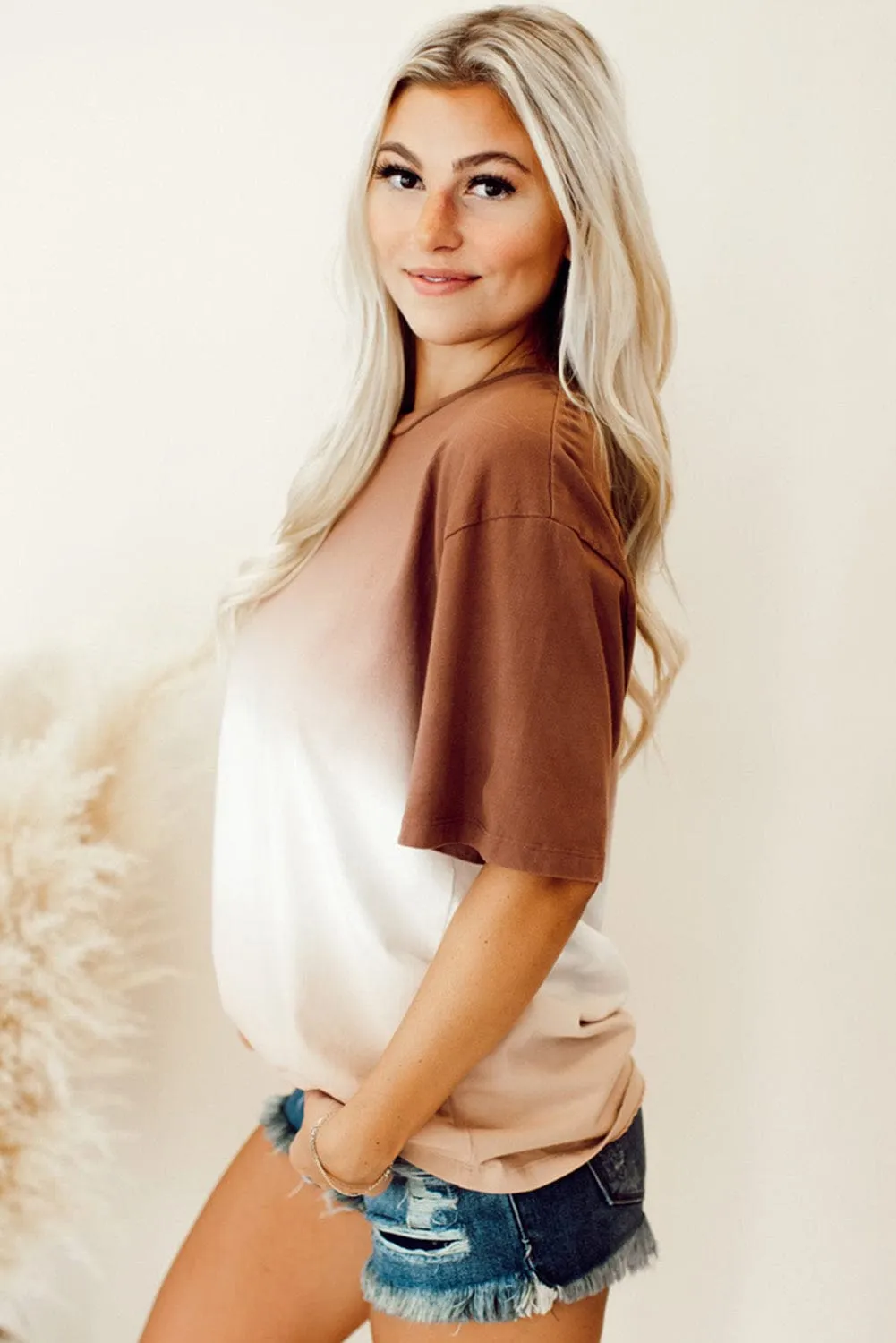 Brown Ombre Crew Neck Tee