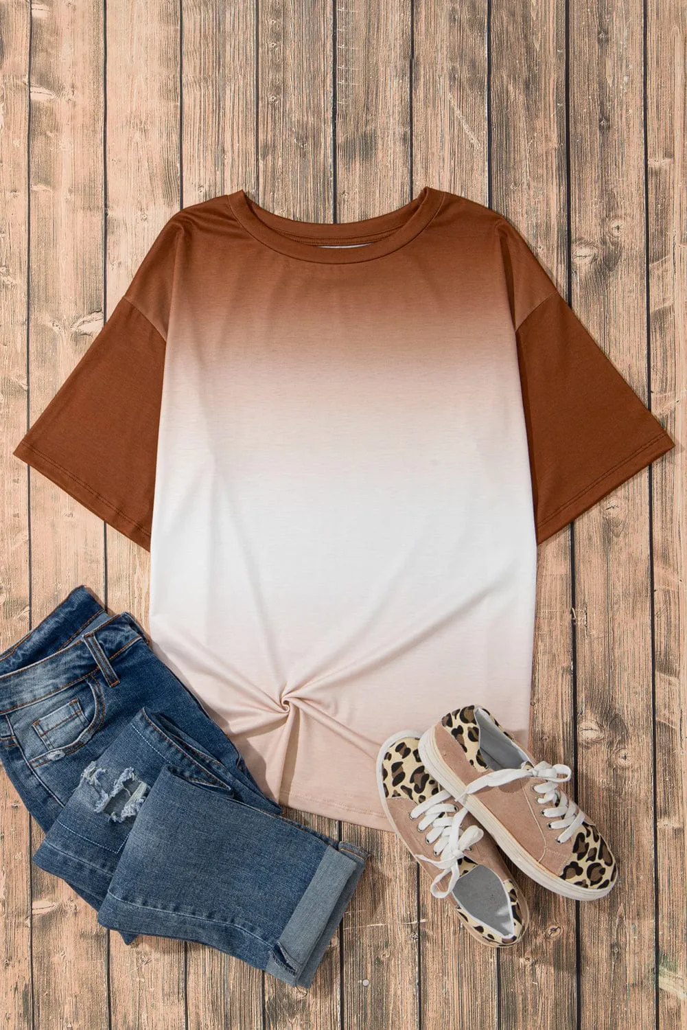 Brown Ombre Crew Neck Tee