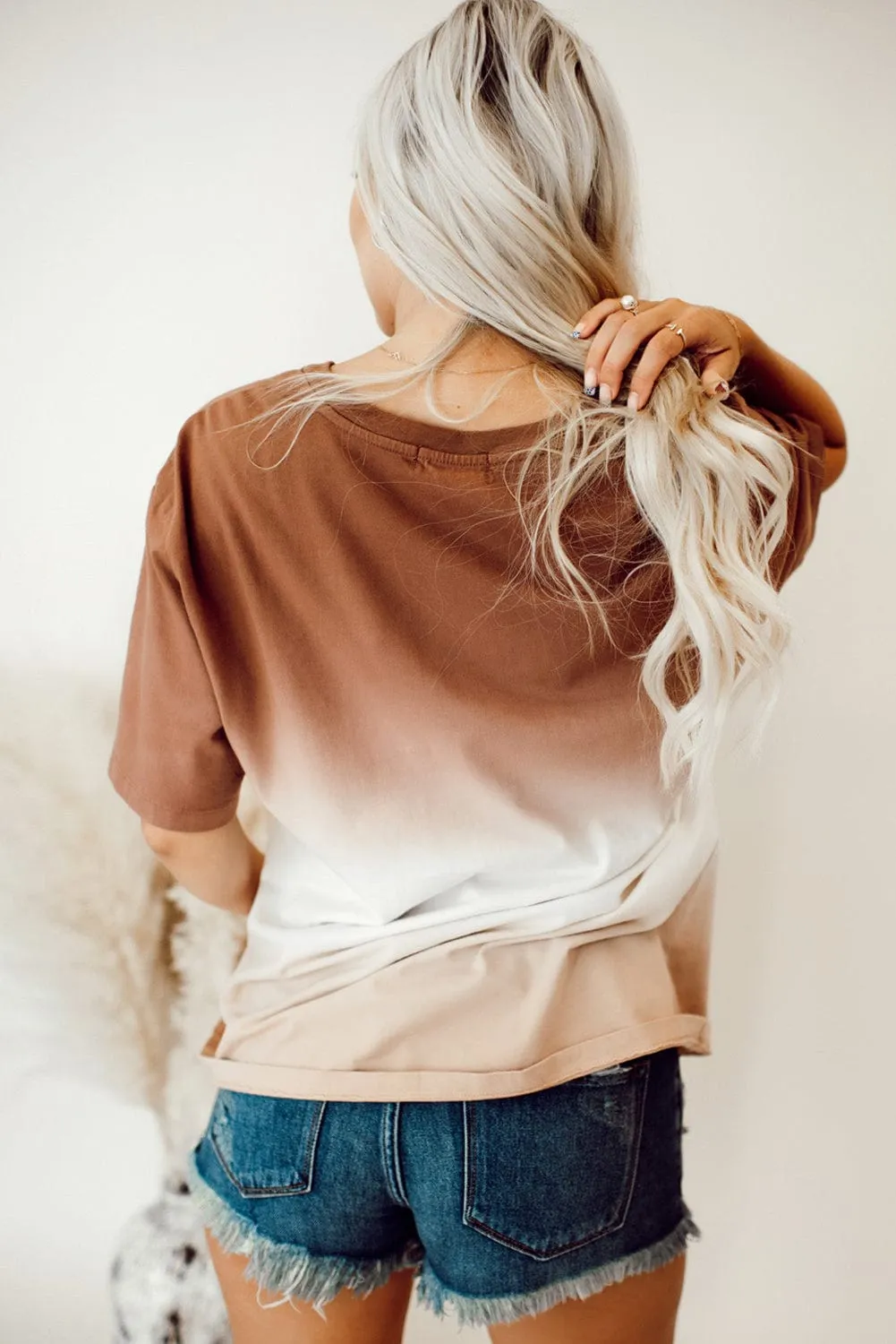Brown Ombre Crew Neck Tee