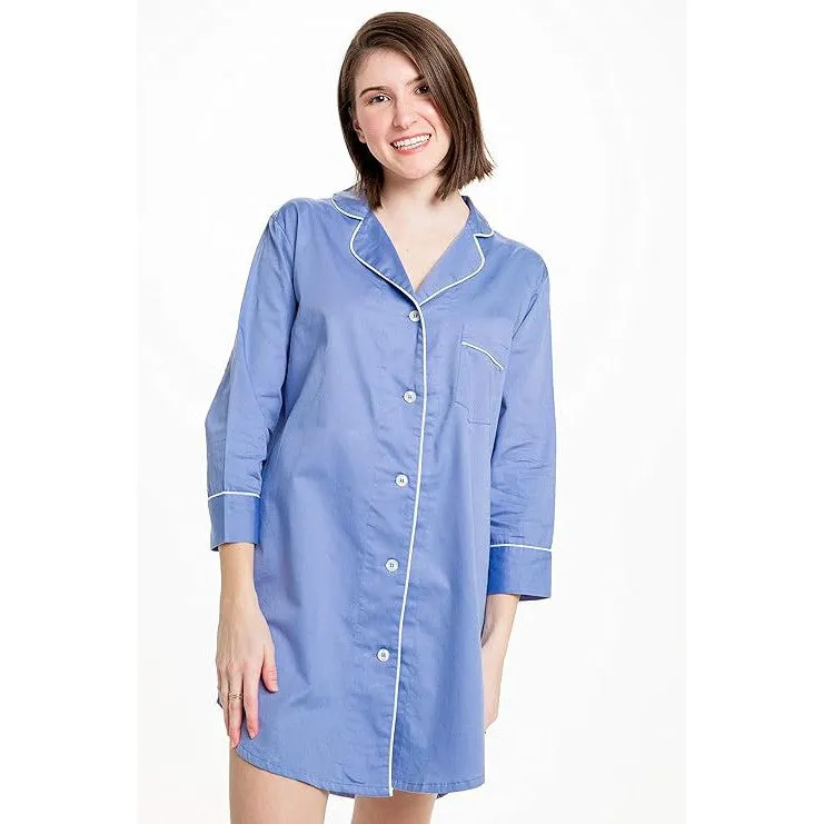 Button-Down Sleep Shirt in Blue [Sizes S/M and L/XL]