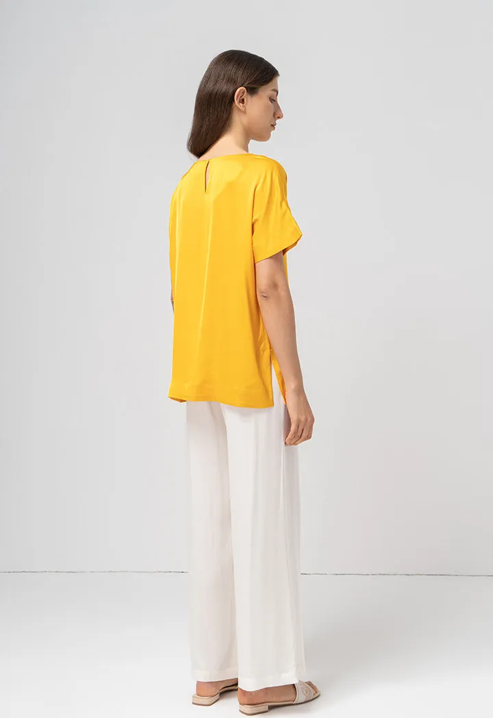 Choice Oversized Short Sleeves Solid T-Shirt Yellow