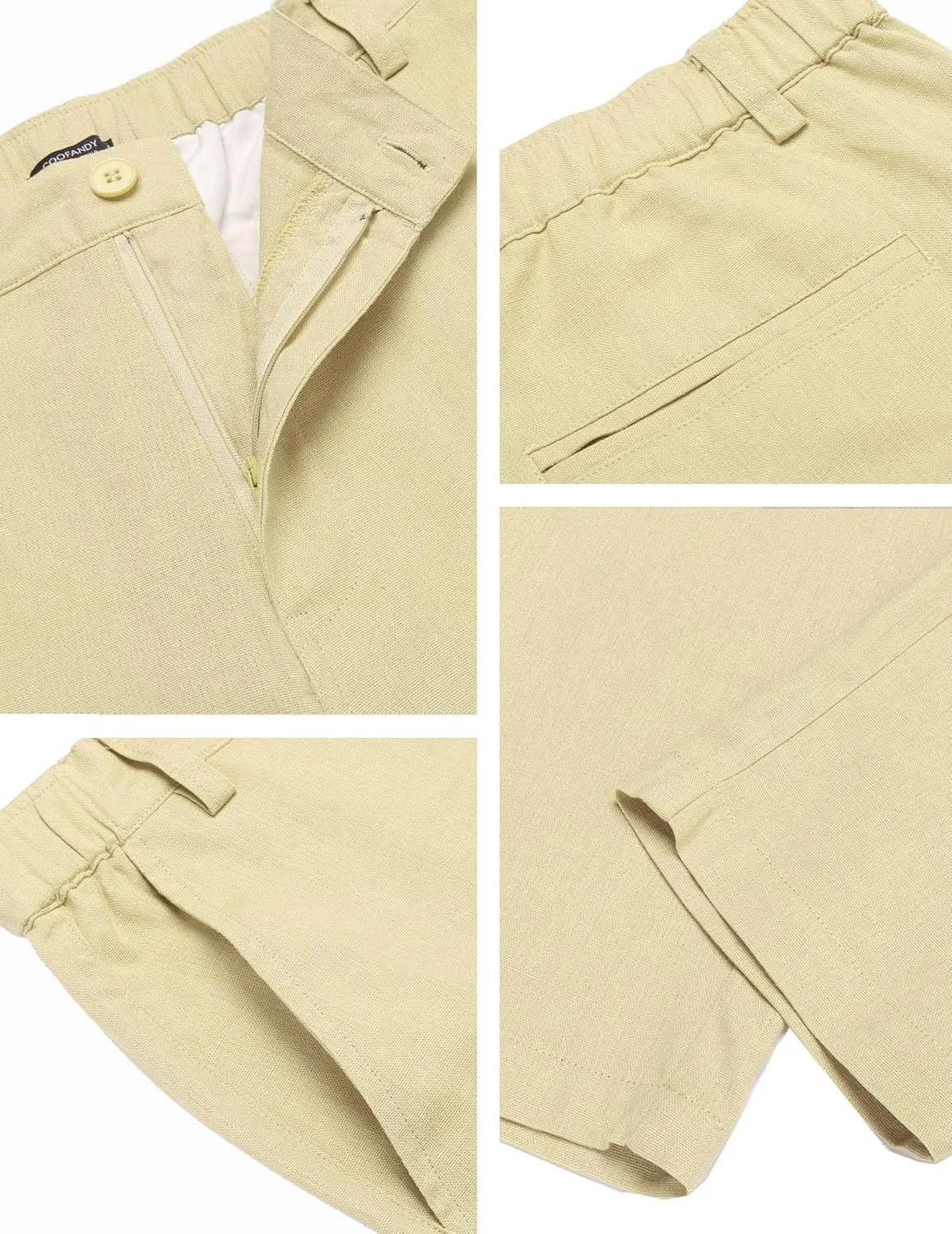 COOFANDY Men's Cotton Linen Pants Elastic Waist Lightweight Casual Pants Relaxed Fit Yoga Beach Pants with Pockets