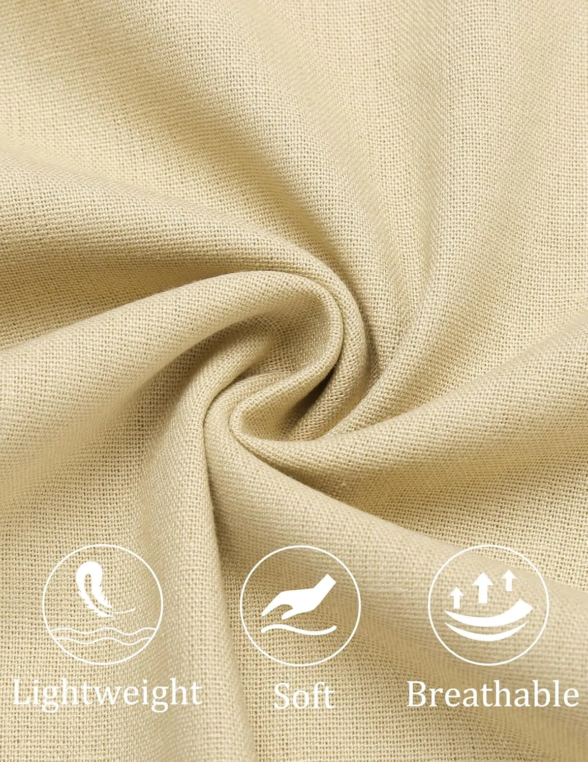 COOFANDY Men's Cotton Linen Pants Elastic Waist Lightweight Casual Pants Relaxed Fit Yoga Beach Pants with Pockets