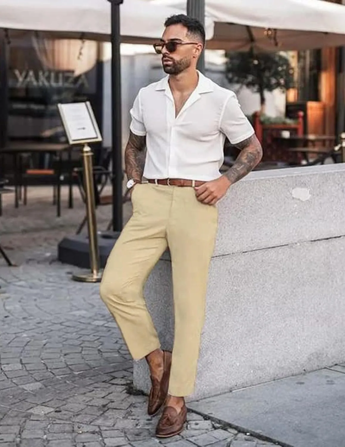 COOFANDY Men's Cotton Linen Pants Elastic Waist Lightweight Casual Pants Relaxed Fit Yoga Beach Pants with Pockets