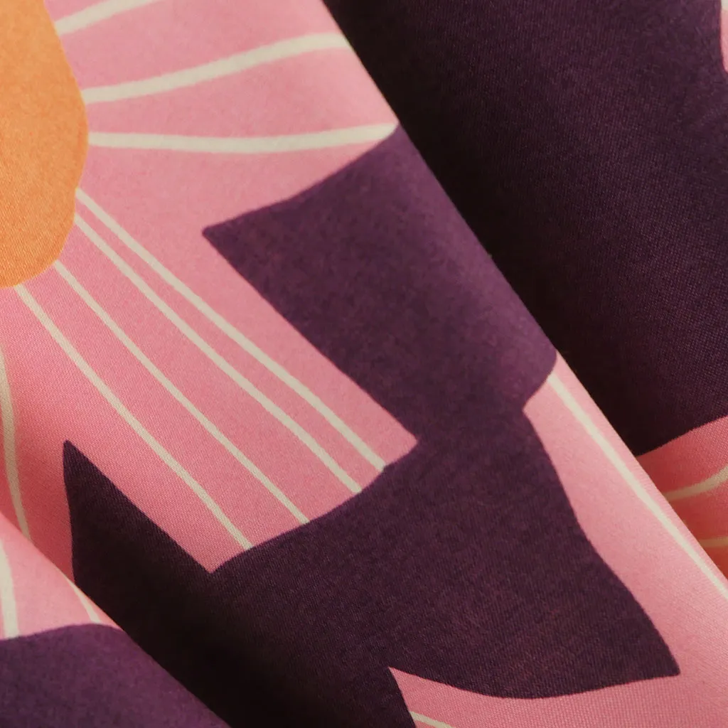 Cotton Voile - Dark Purple Sunny Days Woven Fabric by Nerida Hansen Sample